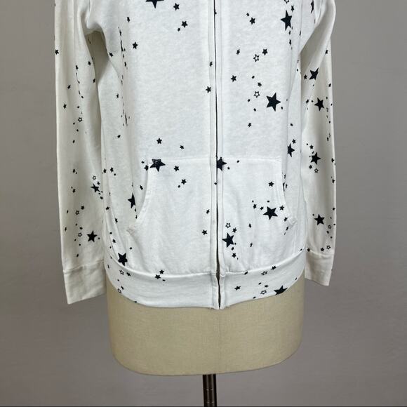 Monrow Star Print White Zip Up Jacket - Picture 4 of 7